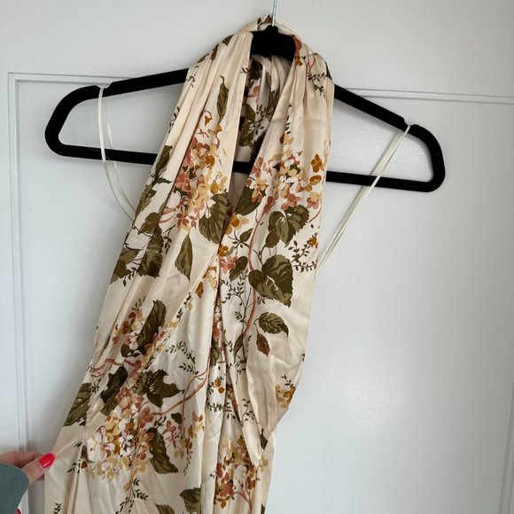 Reformation Veria Maxi Silk Dress Sz 8 Bella Floral Wrap Front Halter - Picture 7 of 11